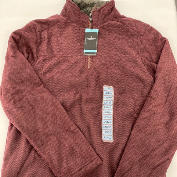 NWT London Fog Sherpa lined fleece 1/4 zip maroon - Picture 1 of 3